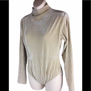Newport Velvet Bodysuit Long Sleeve Beige L